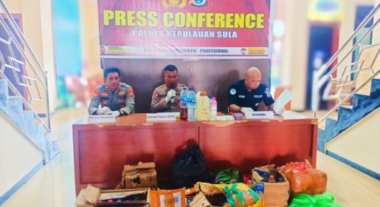 Operasi Pekat Kieraha 2026, Polres Sula Sita Ratusan Botol Miras dan Pelaku Judi