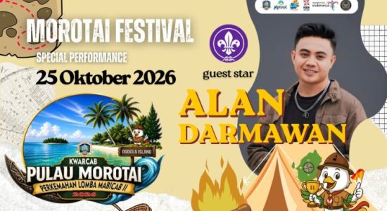 Pramuka Morotai Meriahkan Pra Morofest 2026, Alan Darmawan Jadi Bintang Tamu