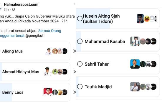Siapakah Calon Gubernur Maluku Utara Terfavorit? Hasil Polling Mengejutkan