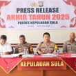 Polres Sula Rilis Laporan 2025: Penganiayaan dan Miras Jadi Kasus Terbanyak